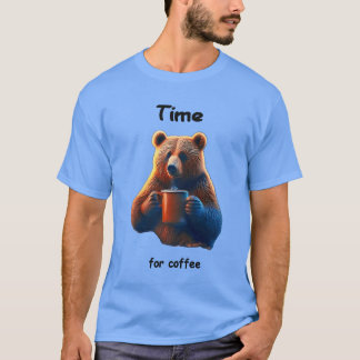T-shirt Un ours tient une tasse de café vapeur