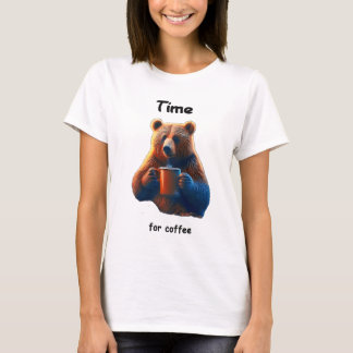 T-shirt Un ours tient une tasse de café vapeur