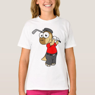 T-shirt Un Pachycéphalosaure Dinosaure Jouer Golf.