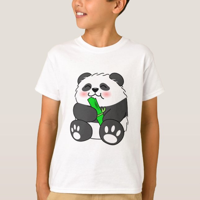 T-shirt Un Panda Bébé Mignonne Mangeant Stalk Bambou (Devant)