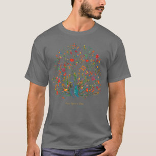 T-shirt Un paon à conte équitable avec des plumes de fleur