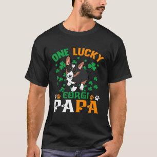 T-shirt Un Papa Chien Chanceux Corgi Tricolore Papa St Pat