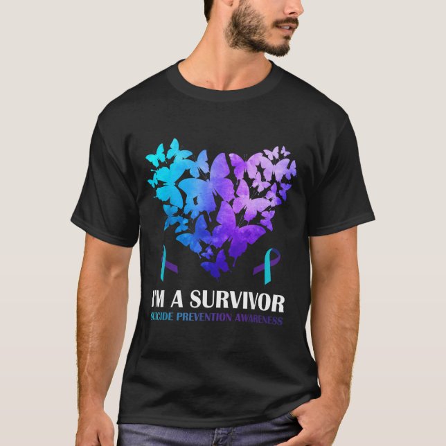 T-shirt Un Papillon de Sensibilisation à la Prévention pou (Devant)
