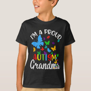 T-shirt Un papillon ruban puzzle de grand-mère autiste fiè