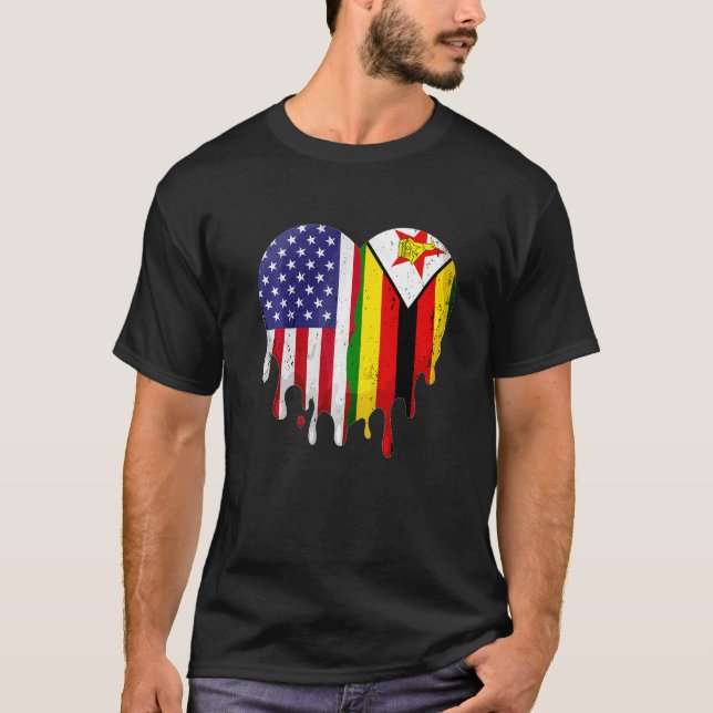 T-shirt Un Patriote Américain Du Zimbabwe Cultive La Fonte (Devant)