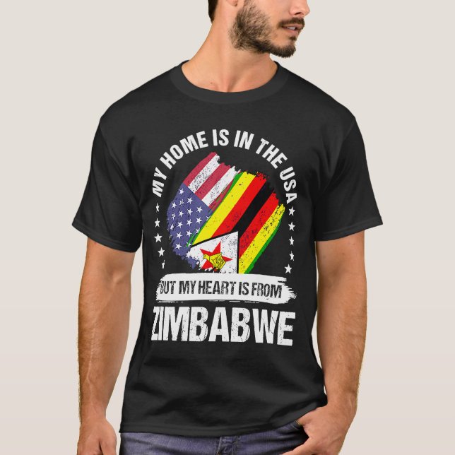 T-shirt Un patriote américain du Zimbabwe grandit fière de (Devant)