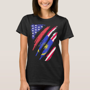 T-shirt Un Patriote Américain Malaisien Grève Un Drapeau C
