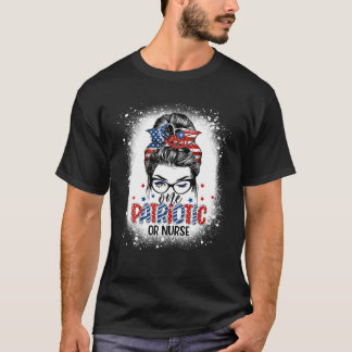 T-shirt Un Patriotique OU Infirmière Messy Bun 4 juillet U