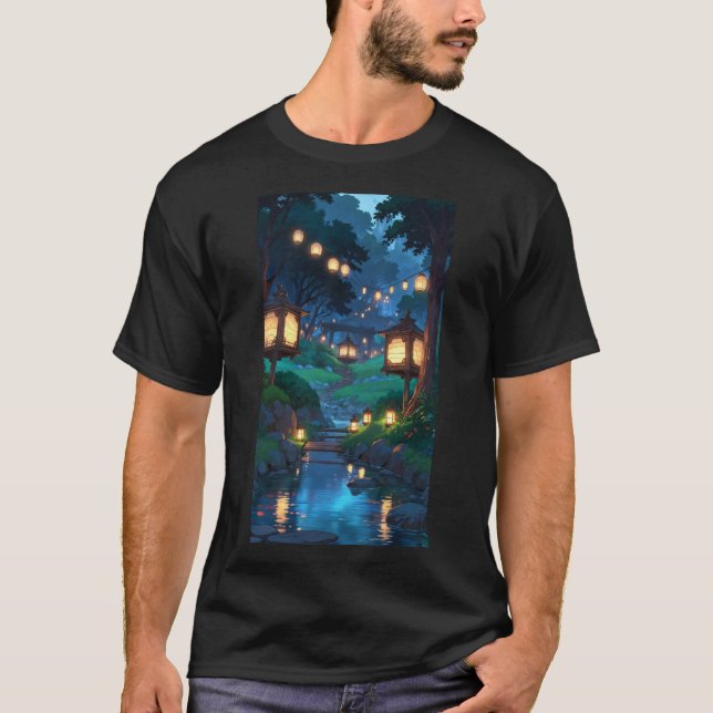 T-shirt Un paysage rêvé inspiré par Ghibli (Devant)