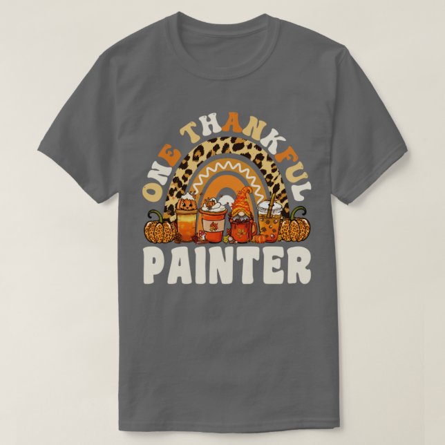 T-shirt Un peintre reconnaissant Thanksgiving Rainbow Leop (Design devant)