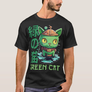 T-shirt un petit dessin animé de chat vert