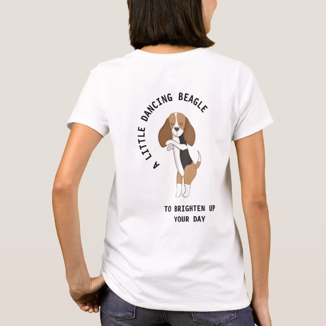 T-shirt Un Petit Texte De Beagle Danse Blanc (Dos)