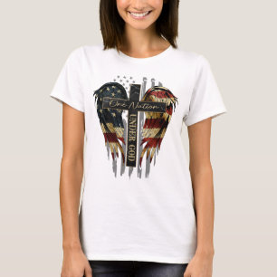 T-shirt Un peuple sous Dieu, drapeau chrétien américain