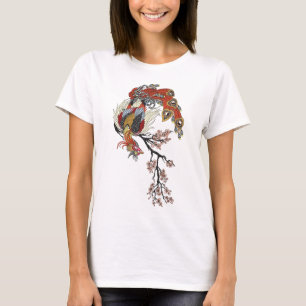 T-shirt un phoenix magique assis sur une sakura fleurie 