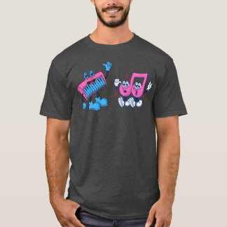 T-shirt un piano et une paire de notes de musique