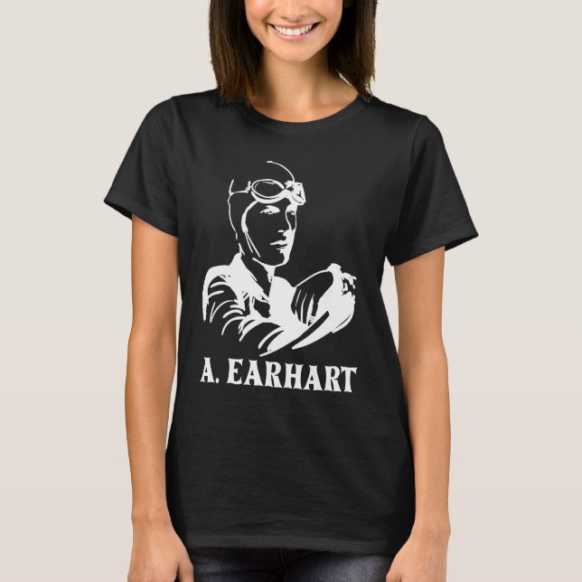 T-shirt Un Pionnier De Vol Earhart, Vol Transatlantique Ma (Devant)
