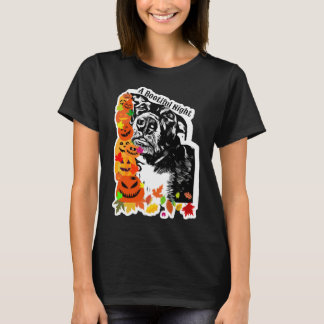 T-shirt Un Pitbull Chien De Nuit En Noir Et Blanc