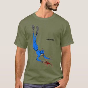 T-shirt Un plongeur libre observant un homard épineux
