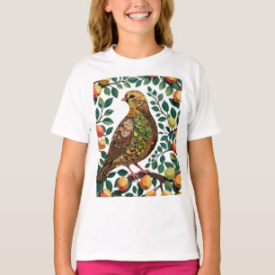 T-shirt Un pochoir de découpage d'un perdrix dans un poiri