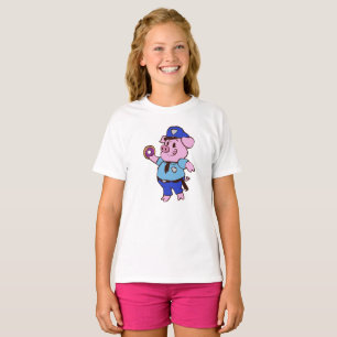 T-shirt Un policier des cochons en train de manger un beig