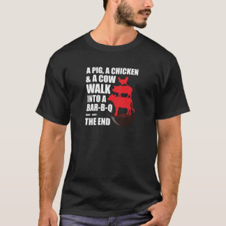 T-shirt Un porc, un poulet et une promenade de vache dans