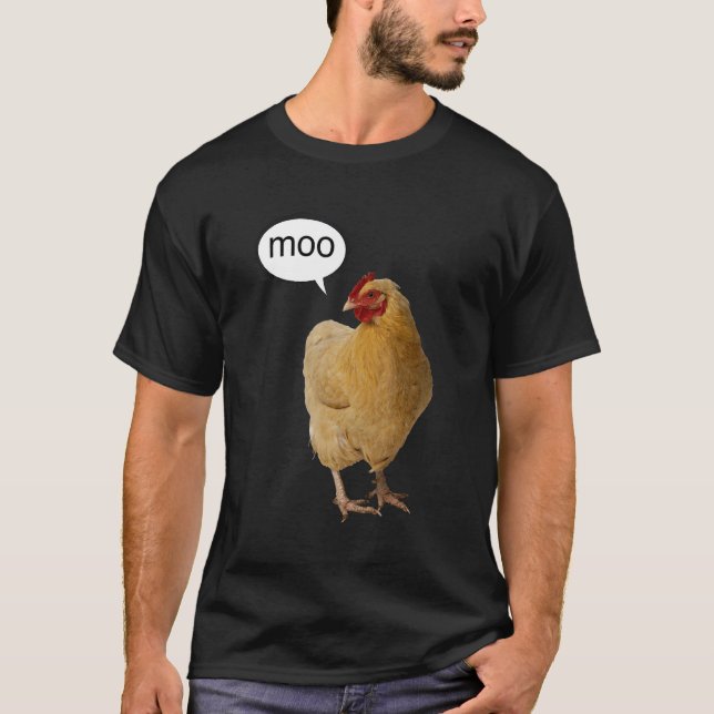 T-shirt Un poulet disant Meuh (Devant)