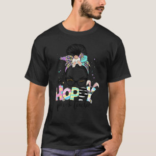 T-shirt Un Pré K Hoppy enseignant Bunny Leopard Messy Bun