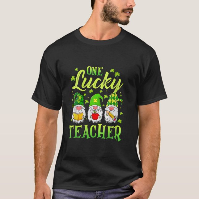 T-shirt Un Professeur chanceux Gnomes Joyeux Saint Patrick (Devant)