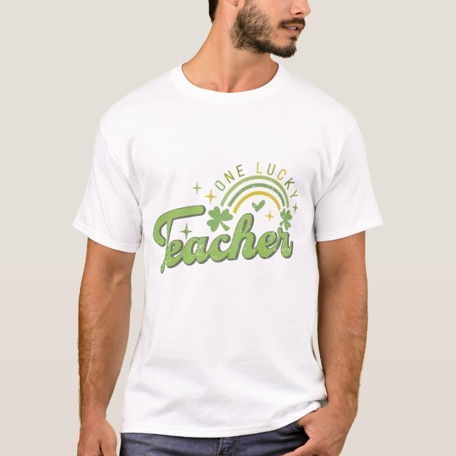 T-shirt Un professeur chanceux Saint-Patrick irlandais (Devant)