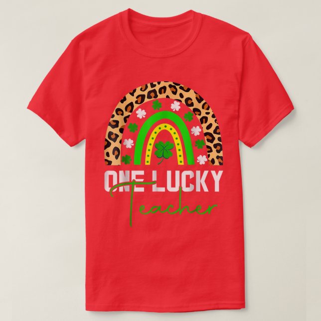 T-shirt Un professeur de Kinder chanceux Rainbow Leopard S (Design devant)