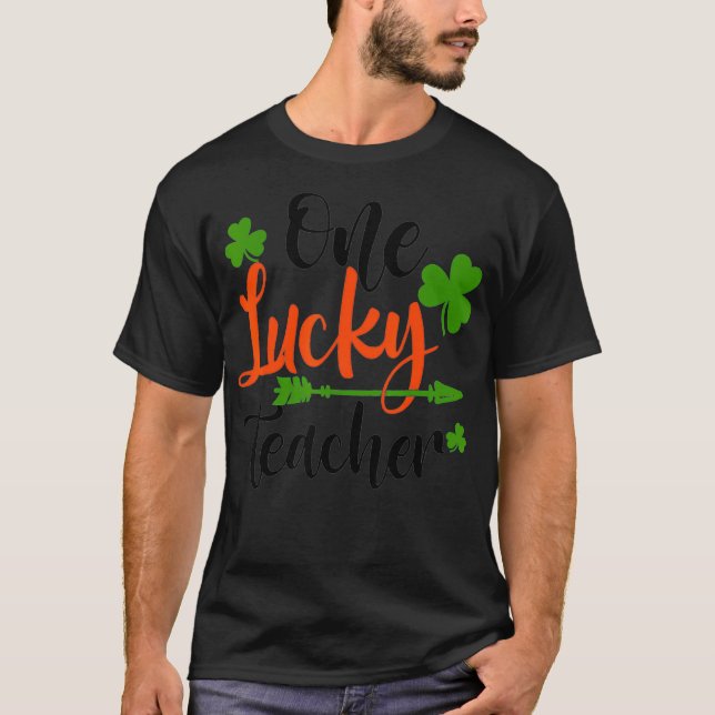 T-shirt Un professeur de Shamrock chanceux Funny St Patric (Devant)