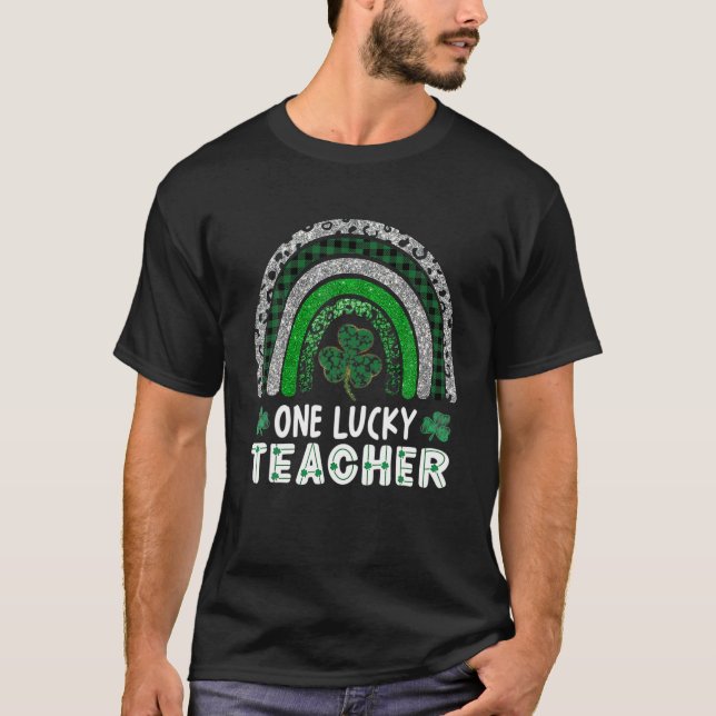 T-shirt Un Professeur Heureux Rainbow St Patrick’S Day App (Devant)