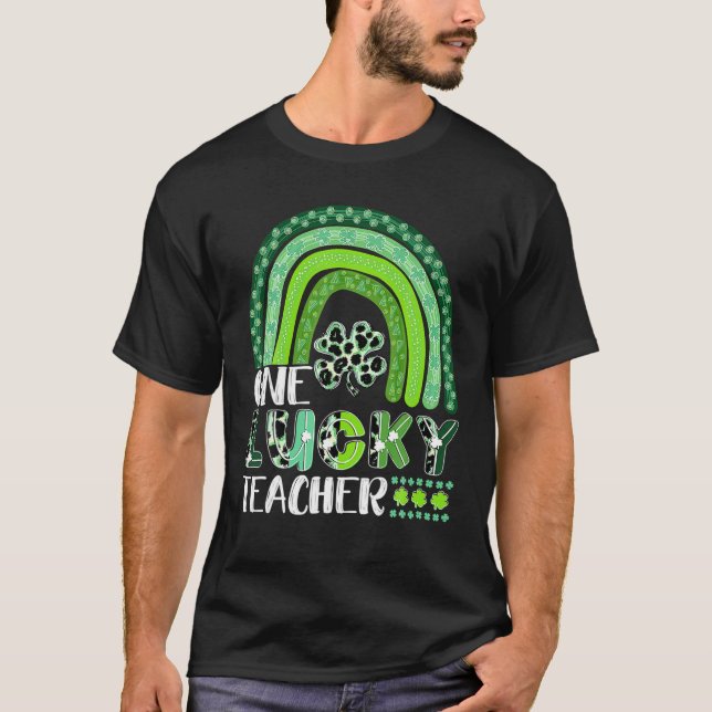 T-shirt Un Professeur Heureux Rainbow St Patrick’S Day App (Devant)