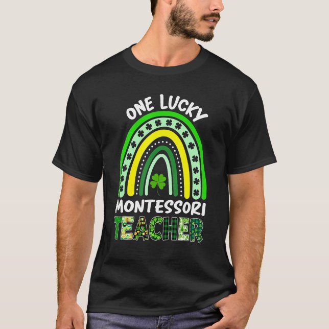 T-shirt Un professeur Lucky Montessori Rainbow Leopard St  (Devant)
