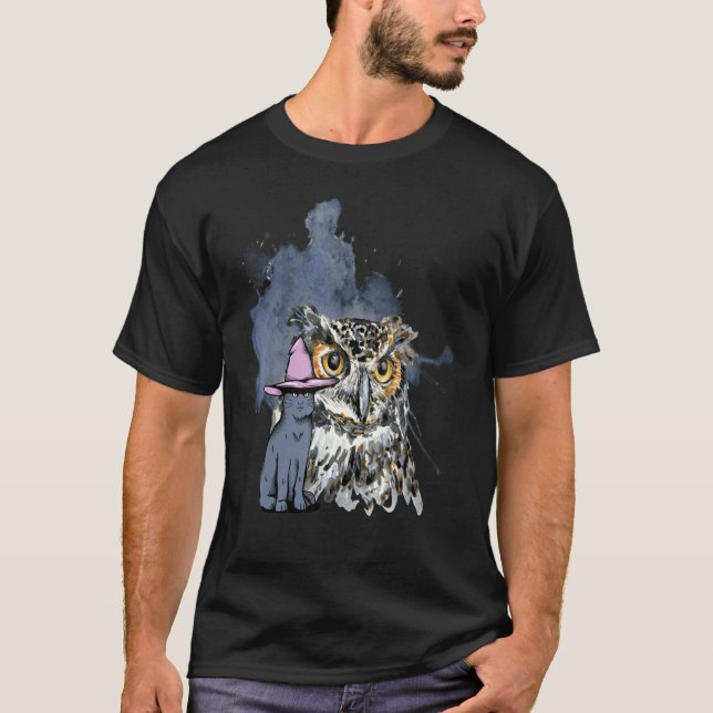 T-shirt Un propriétaire de chat et de hibou (Devant)
