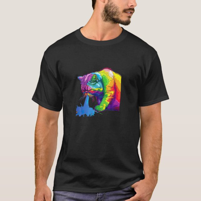 T-shirt Un Puking Rainbow Pop Cat (Devant)