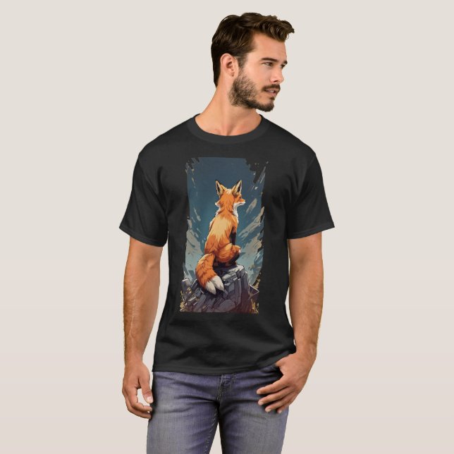 T-shirt Un renard assis, vue arrière design (Devant entier)