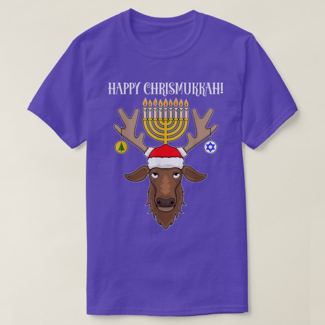 T-shirt Un renne de Noël juif heureux Chrismukkah T-Shir (Design devant)