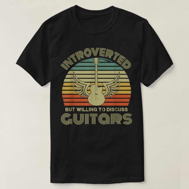 T-shirt Un rétro guitariste introduit mais prêt à discuter (Design devant)