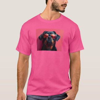 T-shirt Un rottweiler cool avec des lunettes de soleil