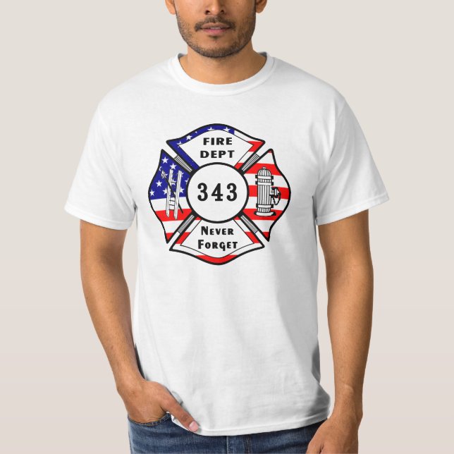 T-shirt Un sapeur-pompier 9/11 n'oublient jamais 343 (Devant)
