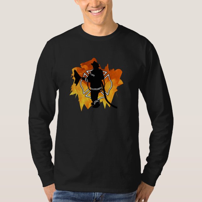 T-shirt Un sapeur-pompier en flammes (Devant)