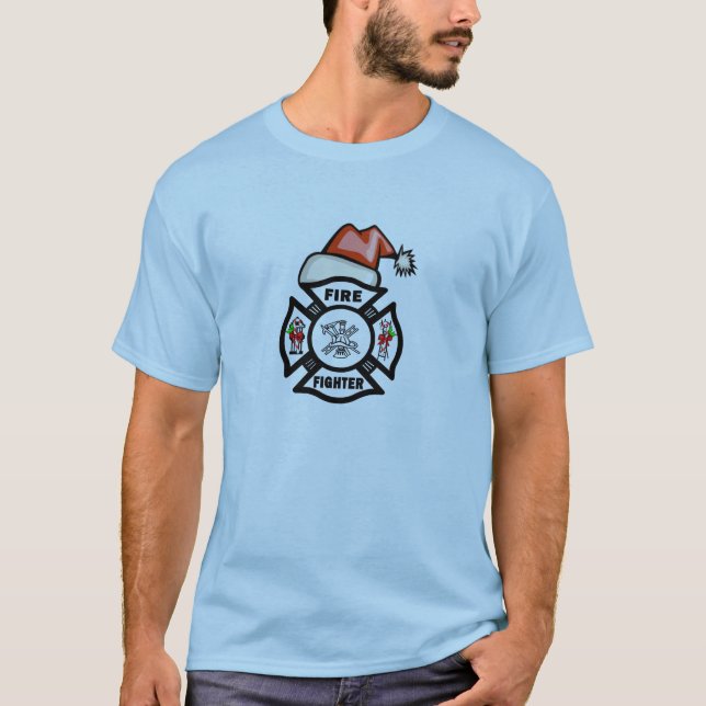T-shirt Un sapeur-pompier le père noël (Devant)