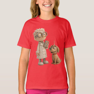 T-shirt Un scientifique et un chien du dessin animé mignon