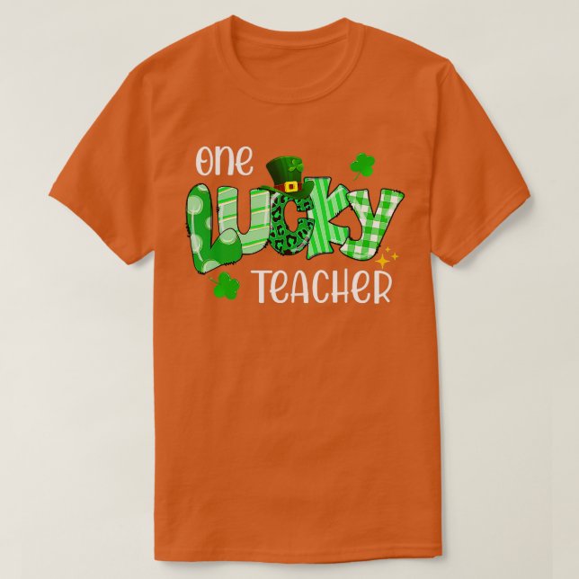 T-shirt Un Shamrock enseignant chanceux Clover Leopard St  (Design devant)