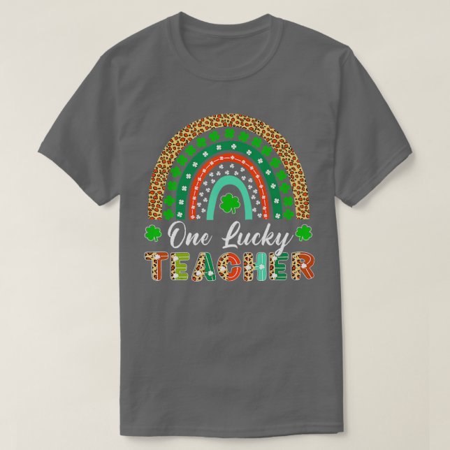 T-shirt Un Shamrock enseignant chanceux Rainbow Leopard St (Design devant)