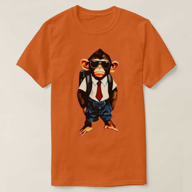 T-shirt Un singe de retour à l'école (Design devant)