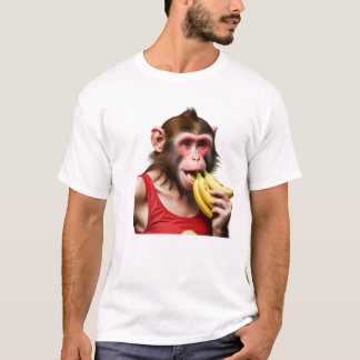 T-shirt Un singe ludique est assis sur une vague de curlin