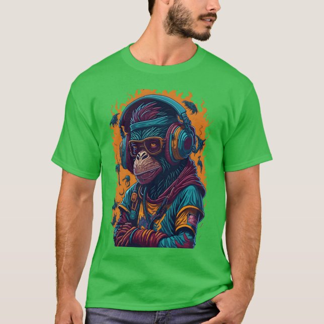T-shirt Un singe rappeur rétro (Devant)