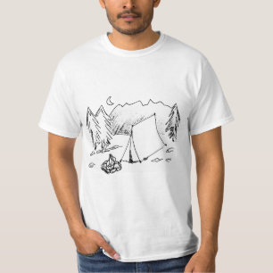 T-shirt Un Sketch De Scène De Camping